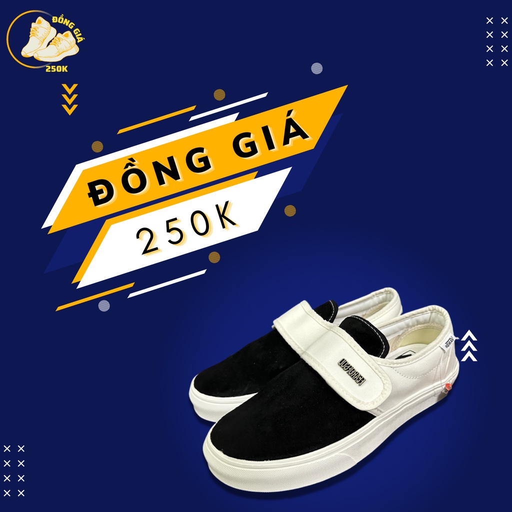 Giày Thể Thao Vans Slip On Strap Đen Trắng Khóa Dán Full Box - Giày Lười Vans Slip On Fear of God Nam Nữ Hot Hit 2022