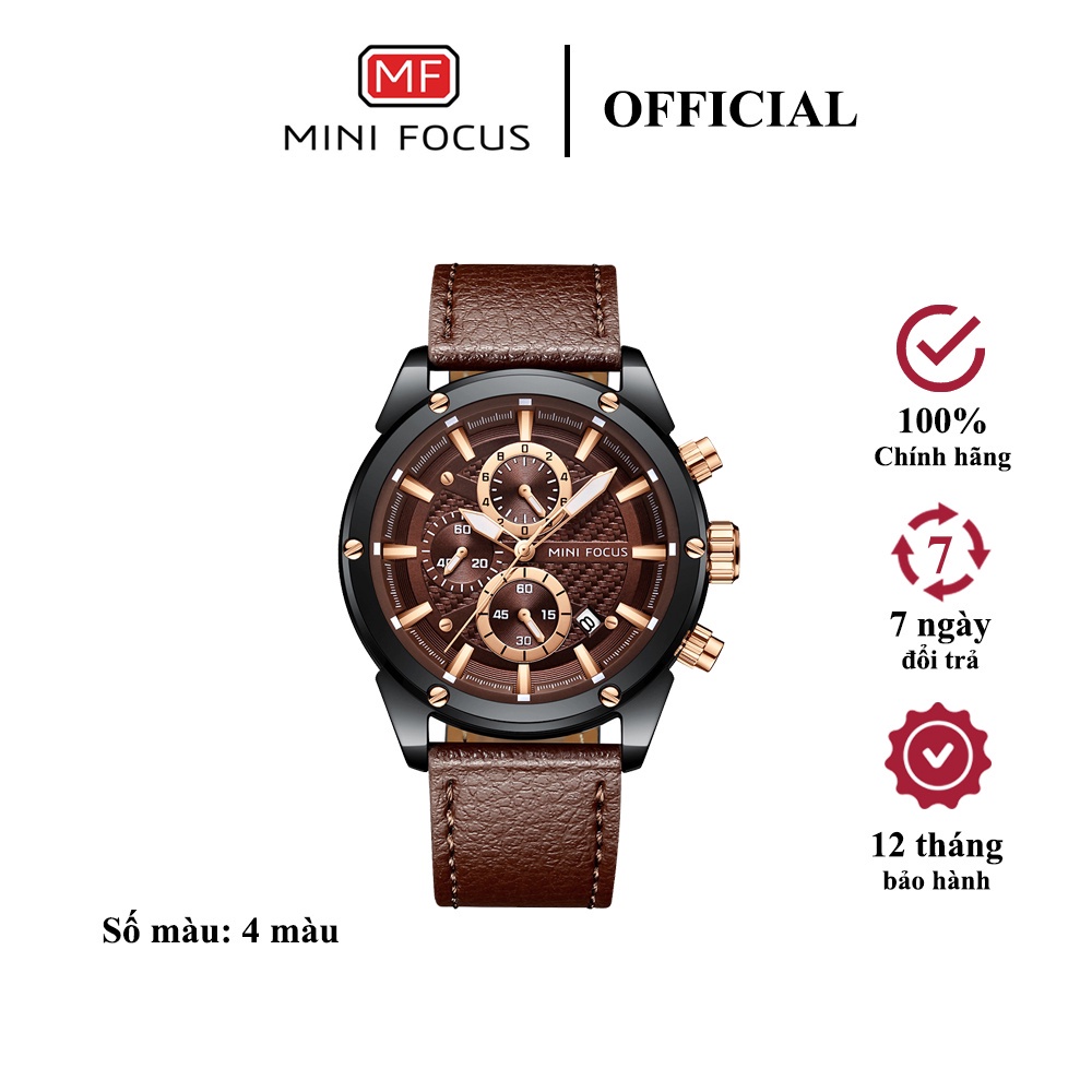 Đồng hồ nam cao cấp MINI FOCUS MF0161G, mặt tròn dây da, chống nước bền bỉ