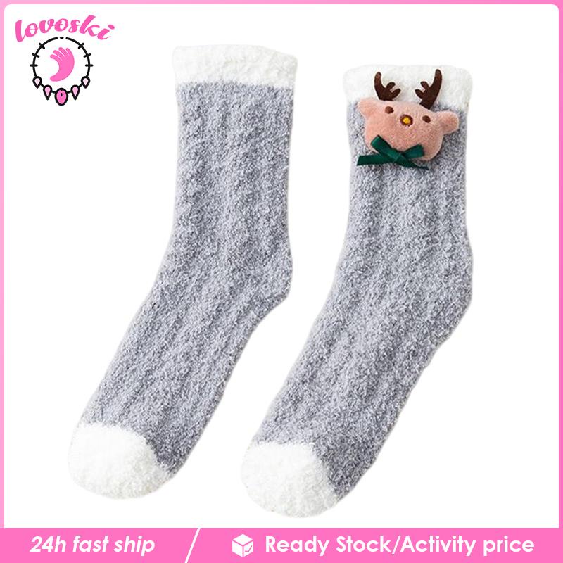 [Lovoski] Vớ Lông Cừu Cổ Thuyền Thoải Mái Giữ Ấm Mùa Đông Mang Hàng Ngày Cho Nữ