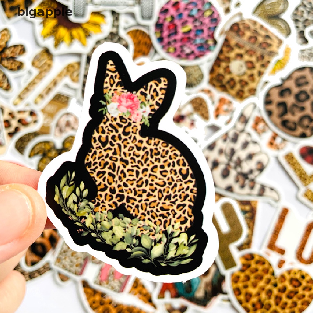 Bộ 50 Miếng Dán Họa Tiết Da Báo Thời Trang Dùng Trang Trí Điện Thoại / Notebook / Xe Đạp