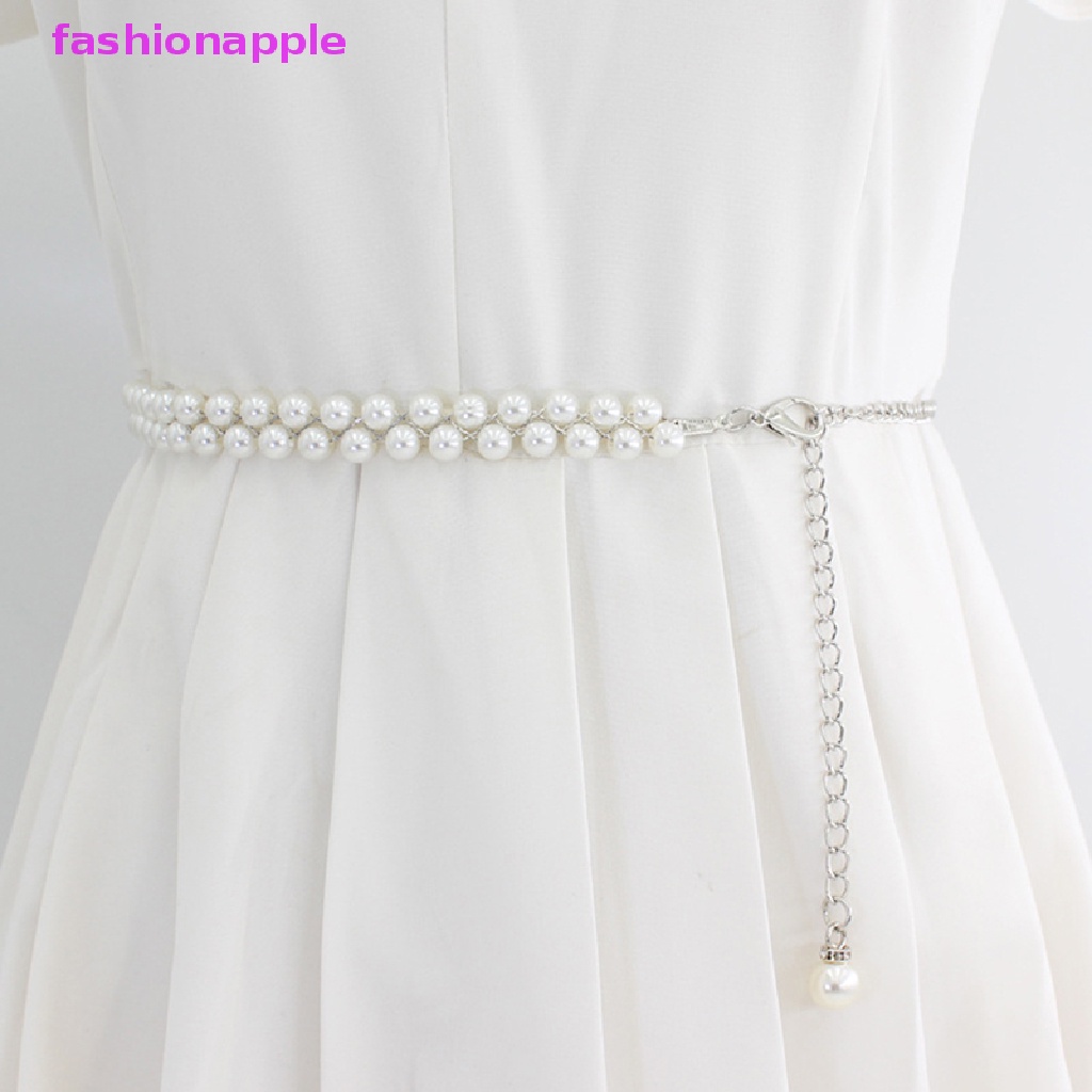 Thắt Lưng Dây Xích Mảnh Đính Ngọc Trai Thanh Lịch Thời Trang Cho Nữ