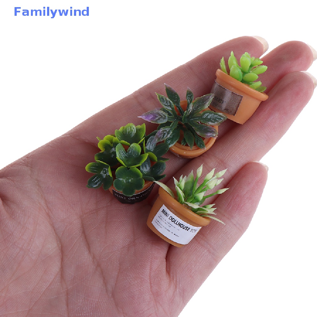 Set 4 Chậu Cây Mini Tỉ Lệ 1: 12 Dùng Để Trang Trí Nhà Búp Bê