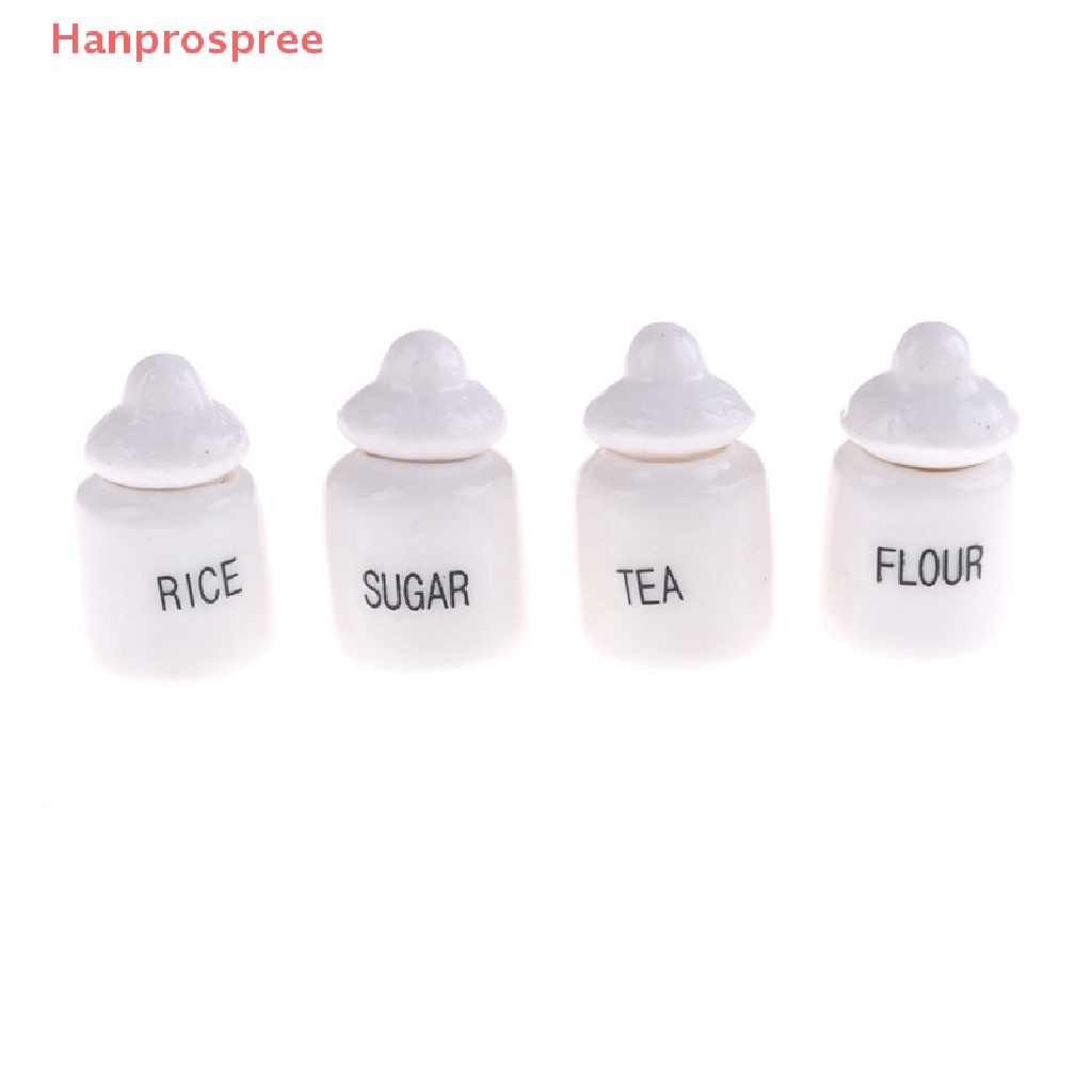 Bộ 4 Hũ Gốm Sứ Trắng Dễ Thương Trang Trí Nhà Búp Bê 1 / 12