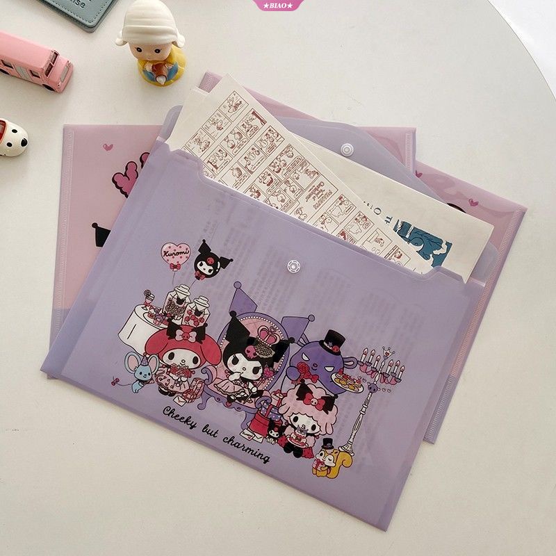 SANRIO Túi Đựng Tài Liệu Khổ A4 Bằng PVC Họa Tiết Hoạt Hình Kuromi Melody Dễ Thương