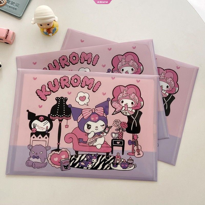 SANRIO Túi Đựng Tài Liệu Khổ A4 Bằng PVC Họa Tiết Hoạt Hình Kuromi Melody Dễ Thương