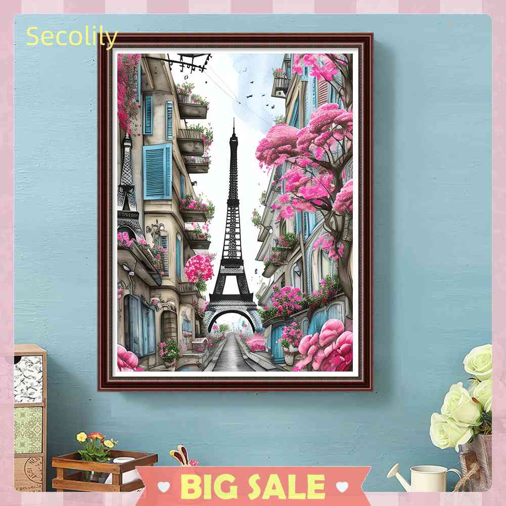 Tranh Đính Đá Kim Cương Toàn Bộ 5D DIY Hình Vẽ Tháp Eiffel