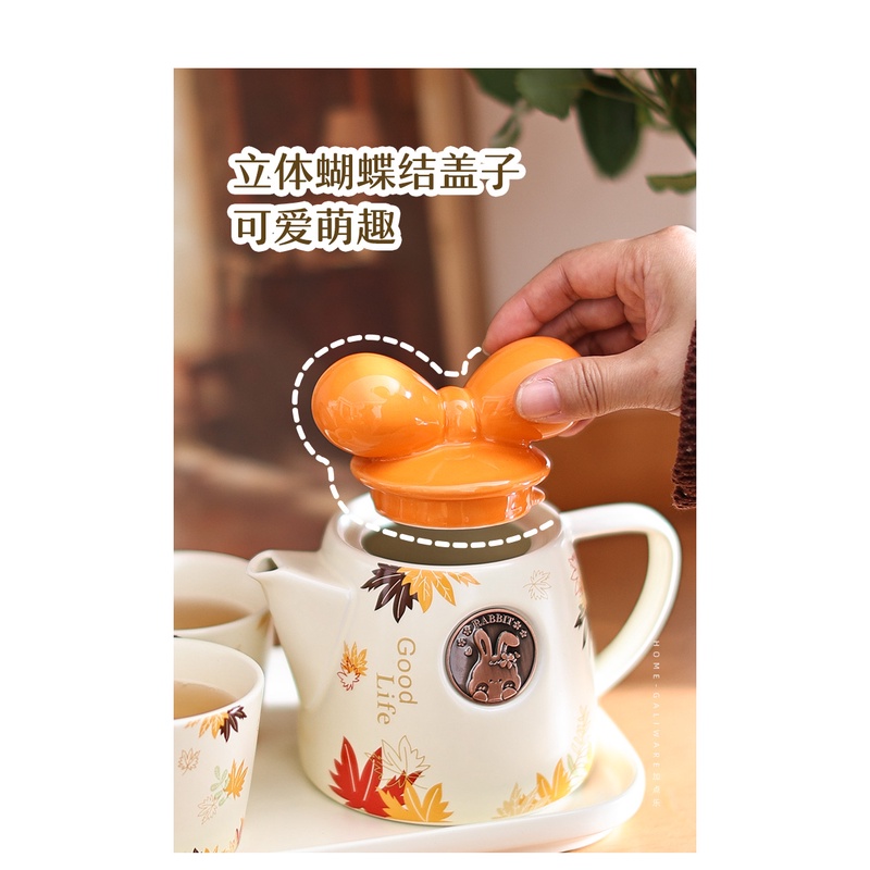 Bộ Ấm Trà Bằng Gốm Hình Thỏ Con Xinh Xắn