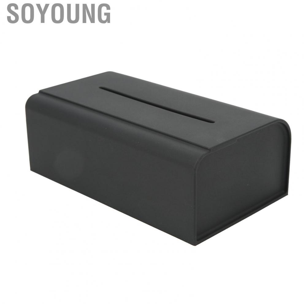 Soyoung Car Tissue Box  Abrasion Resistant Elastic Band Silicon Center Console Easy To Clean for Model 3