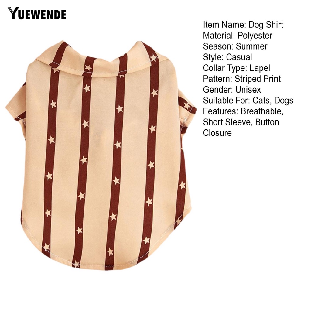 Áo Thun Họa Tiết Sọc Và Ngôi Sao Thời Trang Thấm Hút Mồ Hôi Cho Thú Cưng Yue.z