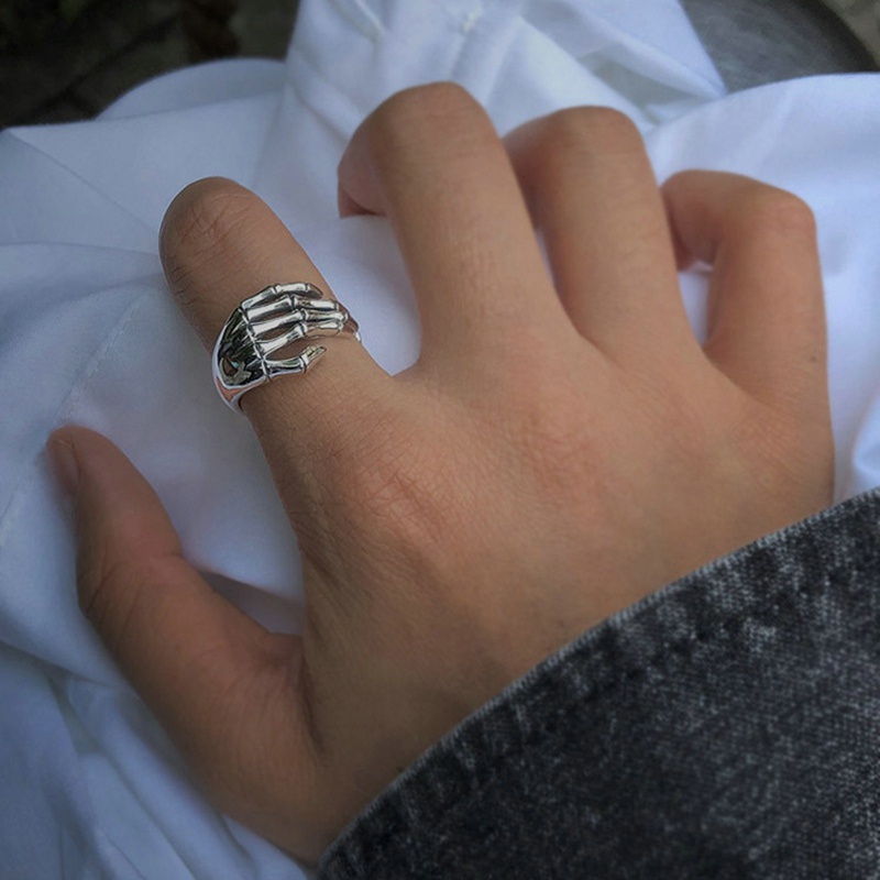 Nhẫn Thiết Kế Hình Đầu Lâu Phong Cách Retro Hiphop Cá Tính