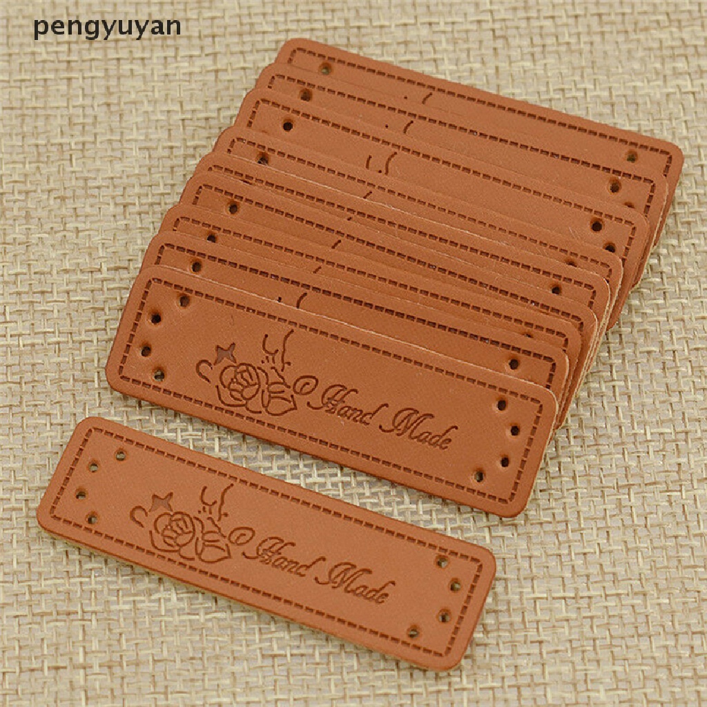 Set 50 Thẻ Tag Da PU Hình Trái Tim Màu Nâu Làm Đồ Thủ Công DIY