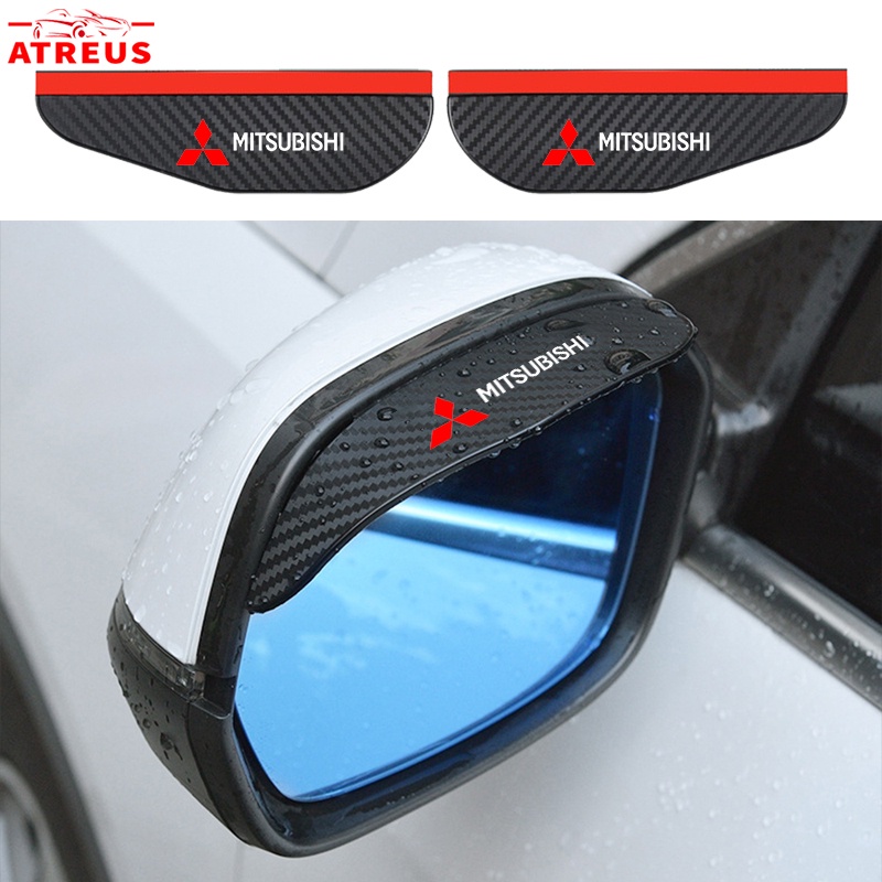 Set 2 Tấm Bọc Gương Chiếu Hậu Bằng Sợi Carbon Chống Nước Mưa Cho Xe Hơi Mitsubishi Xpander Mirage Kuda Lancer Pajero Outlander Attrage