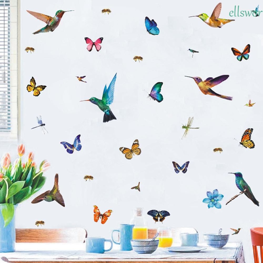Elsweorth Miếng Dán Tường PVC Nhiều Màu Chống Va Chạm Hình Ong Để Cảnh Báo Chim Ruồi Nghệ Thuật Cho Phòng Bé Gái Phòng Ngủ