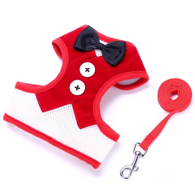 Áo Vest Thắt Nơ Kèm Dây Dắt Thú Cưng Đi Dạo Tiện Dụng