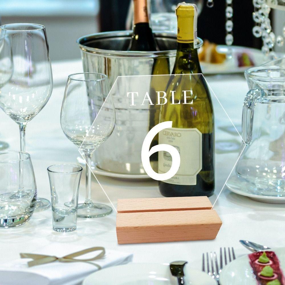 CONOPERY Bộ 2 Đế Gỗ Acrylic Trong Suốt In Số Để Bàn Trang Trí Tiệc Cưới