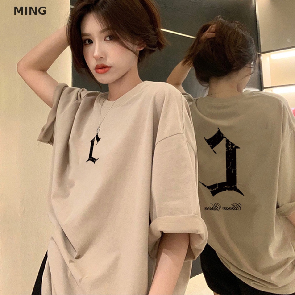 Áo Thun Nữ Ngắn Tay Cổ Tròn In Chữ Phong Cách Retro