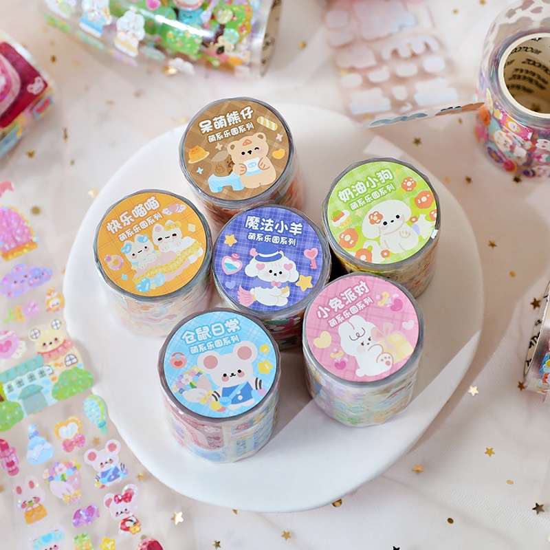 Băng keo cắt theo hình động vật dễ thương Sổ tay hoạt hình thẻ goo Chất liệu tự làm miếng dán