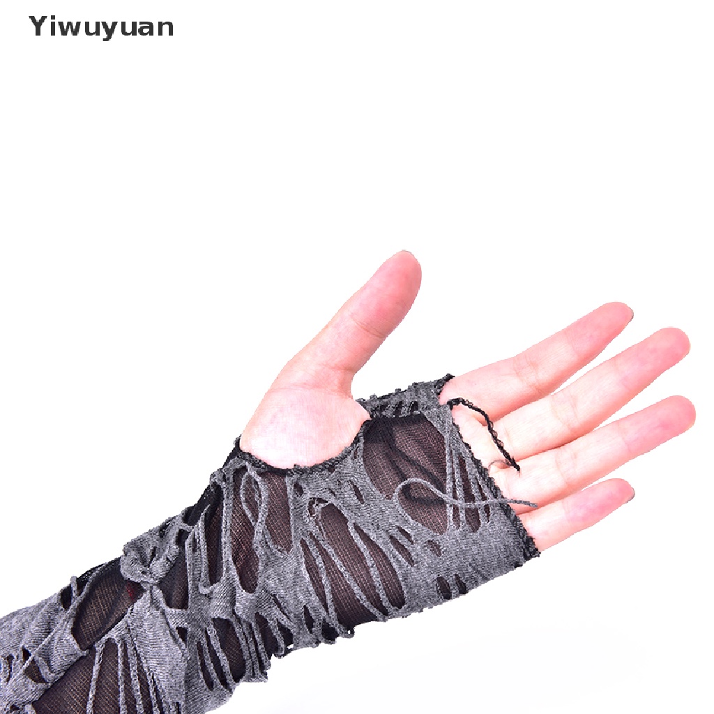 &lt; Yiwuyuan &gt; Một Cặp Găng Tay Hở Ngón Giữ Ấm Phong Cách Gothic Punk Halloween Giảm Giá