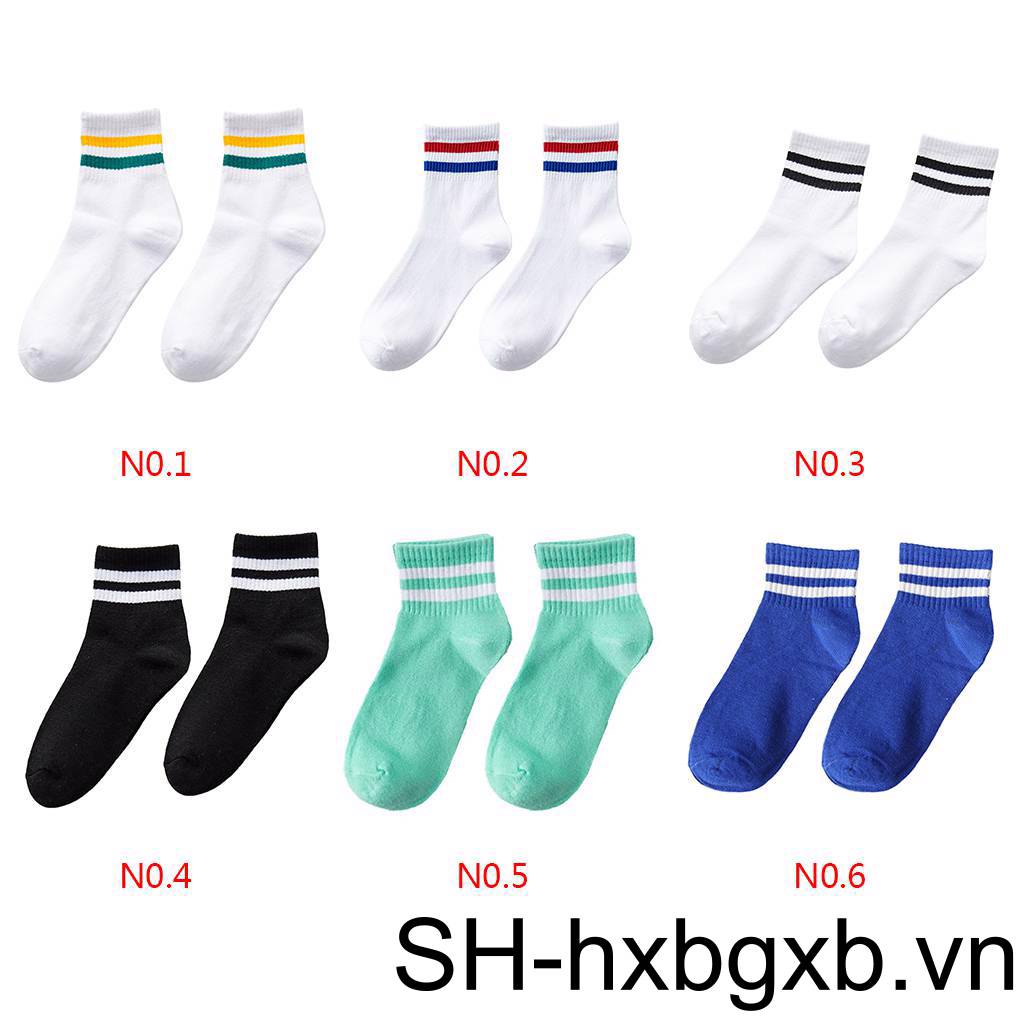 Đôi Vớ Thể Thao Cotton Kẻ Sọc Thoáng Khí Cho Nam / Nữ