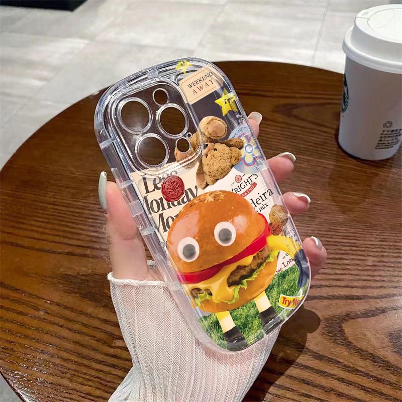 ✅Ốp Điện Thoại Mềm Trong Suốt Chống Sốc Hình Burger / 7 YYKQ Promax1312 xs8p / iPhone14 / Apple 11 xr