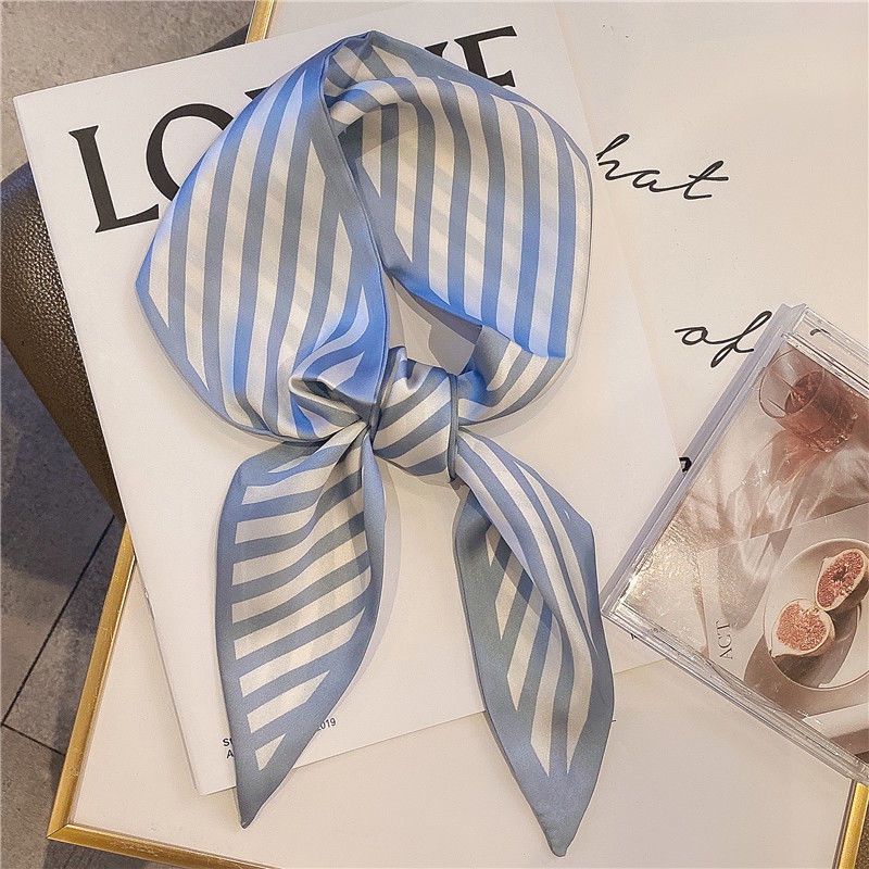 Băng Đô Cài Tóc Dài Kẻ Sọc Đa Năng Đính Nơ Xinh Xắn