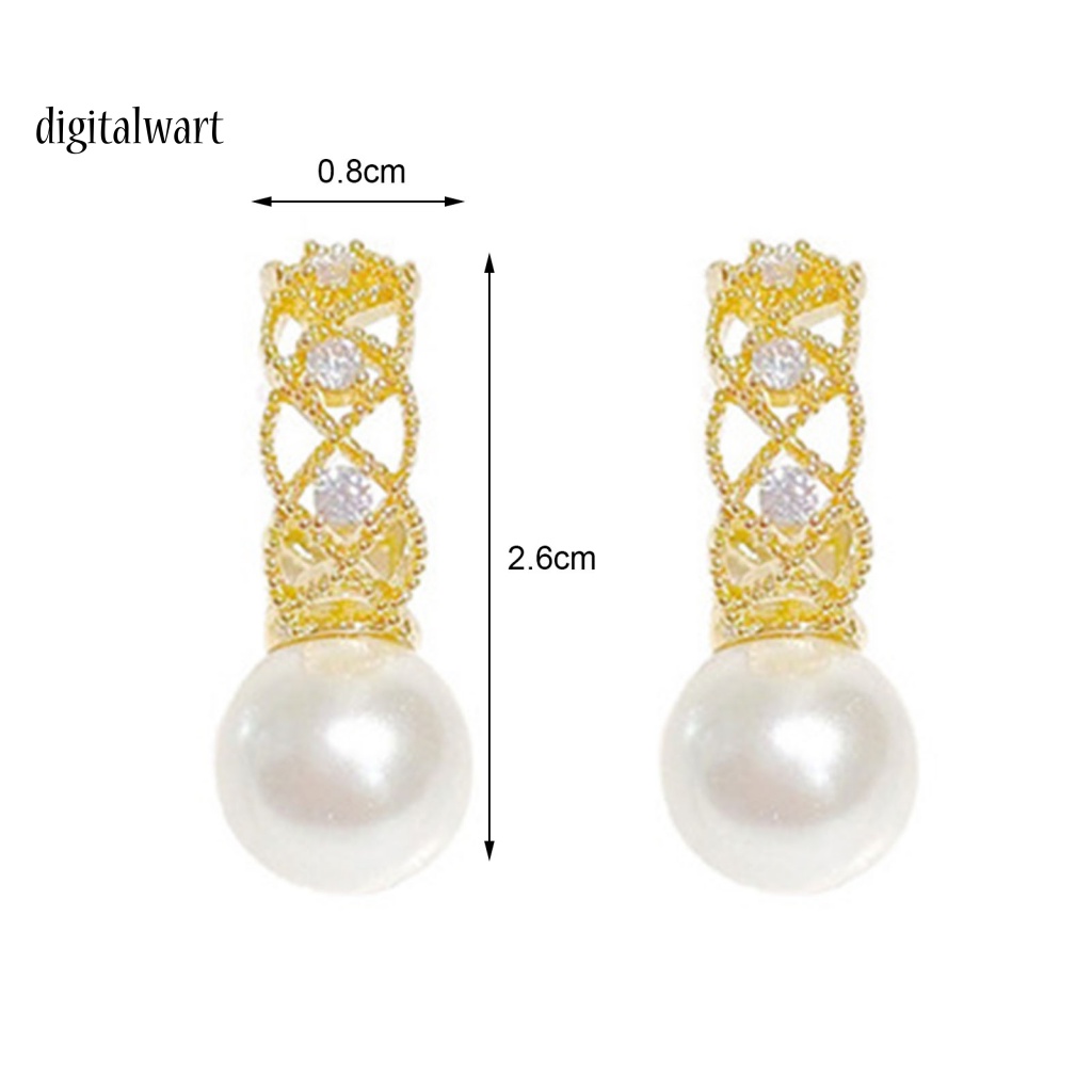 Kỹ Thuật Số| 1 Đôi Bông Tai Tròn Rỗng Đính Ngọc Trai Giả Lấp Lánh Thời Trang Dành Cho Nữ