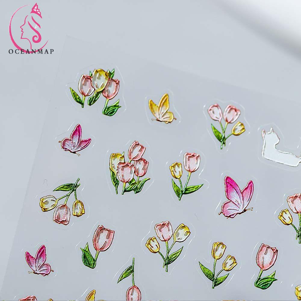 [Hàng mới về] Hình dán móng tay khắc họa tiết hoa phong cách Nhật Bản dễ thương thời trang DIY