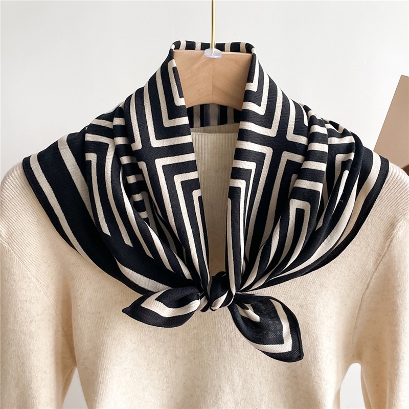 Khăn Choàng Cổ Vải Lanh Cotton Mỏng Họa Tiết Hình Học Đơn Giản Cho Nữ