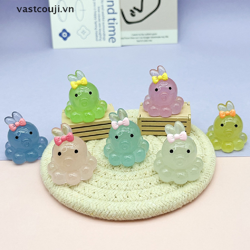 Bộ 2 Tượng Bạch Tuộc Mini Bằng Nhựa Resin Phát Quang Trang Trí Bảng Điều Khiển Xe Hơi DIY