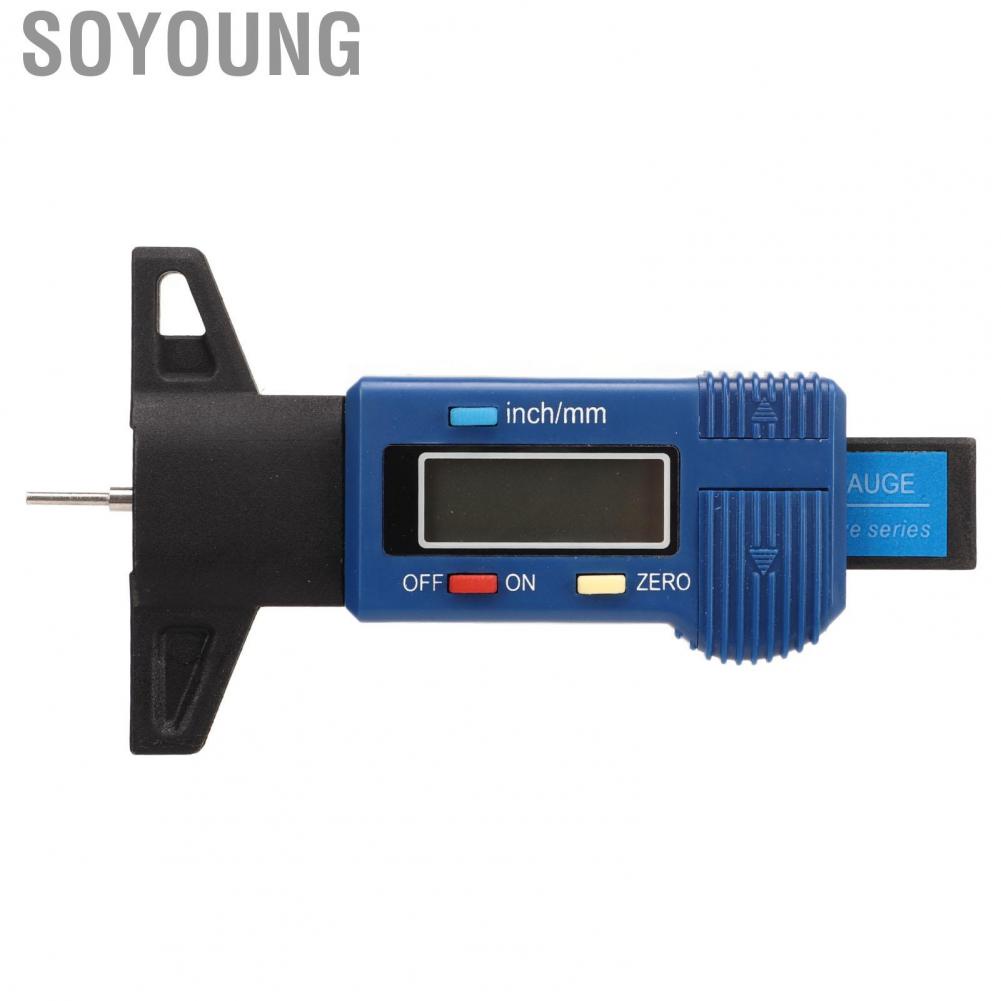 Soyoung Car Tyre Tread Depth Gauge  0-25.4mm Portable Solid Structure 1.55V Universal Fitment Digital Tire Tool for Truck