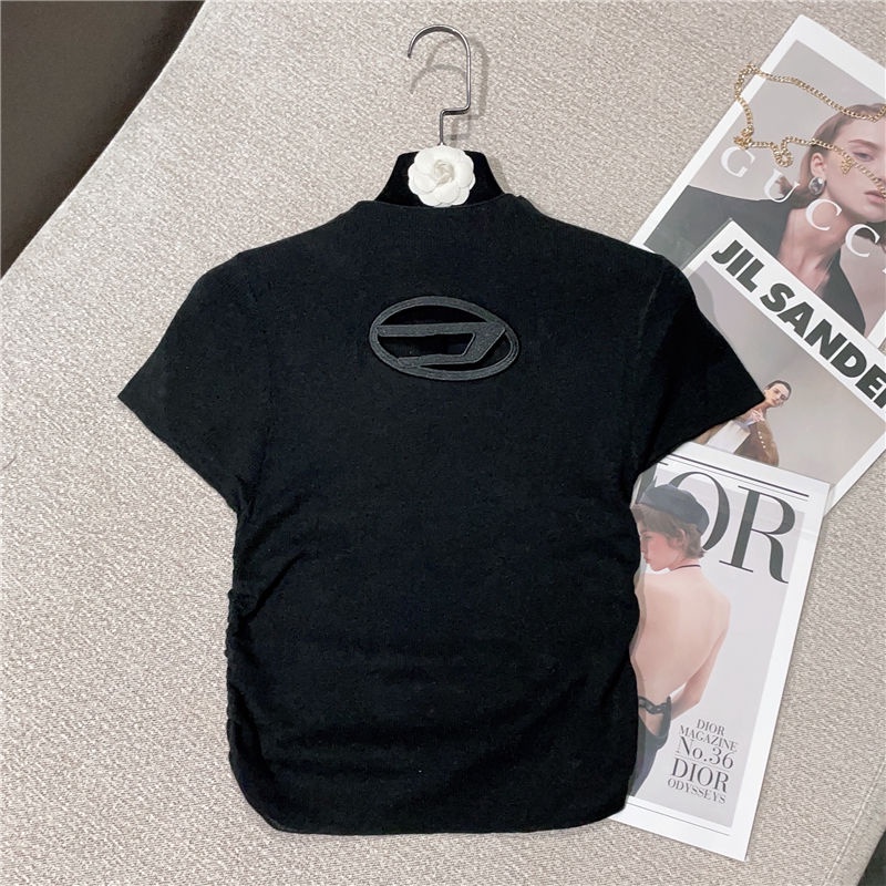 Áo Sweater Tay Ngắn Thêu Logo Thời Trang Mùa Hè 2023 Mới