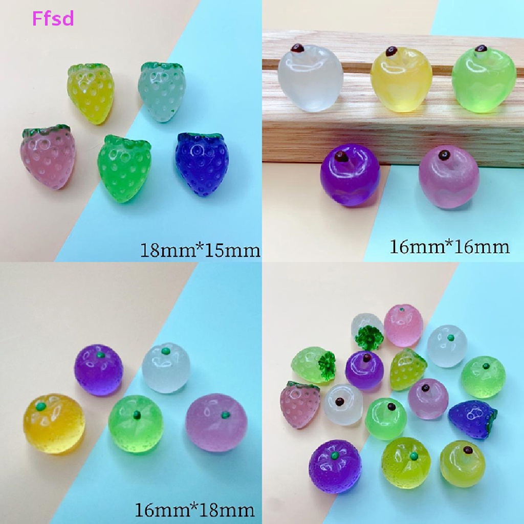 {Ffsd} Set 5 Trái Cây Nhỏ Phát Quang Bằng Nhựa Resin Làm Đồ Trang Sức Thủ Công Diy