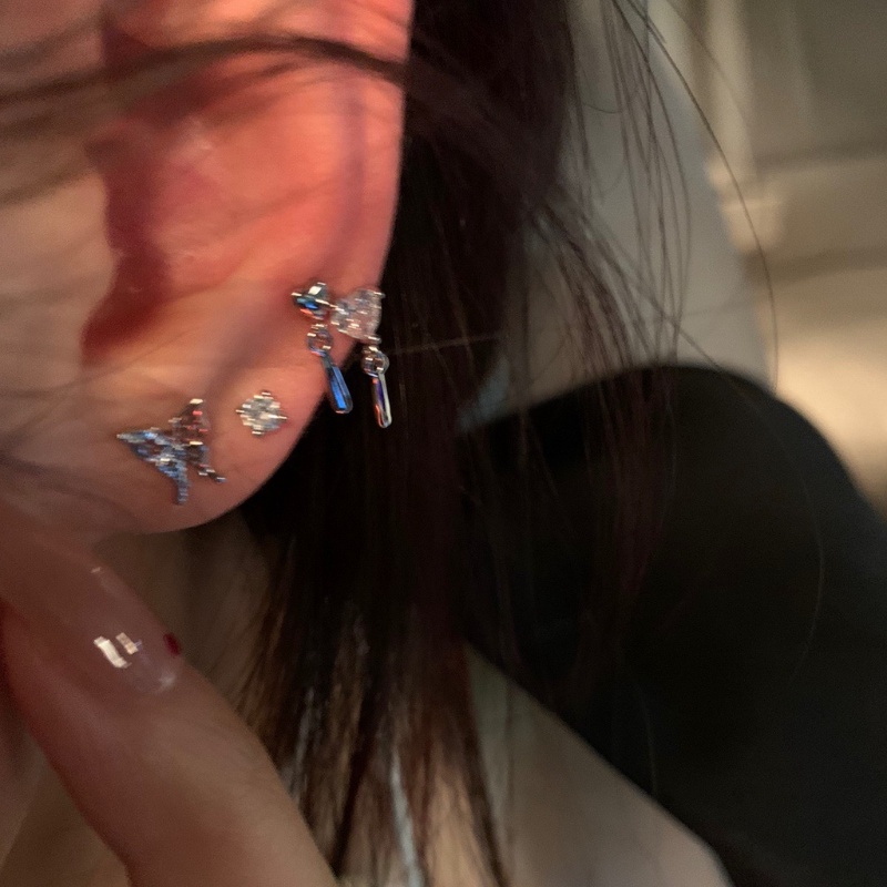 Set 6 Bông Tai Mạ Bạc Hình Bướm Chất Lượng Cao