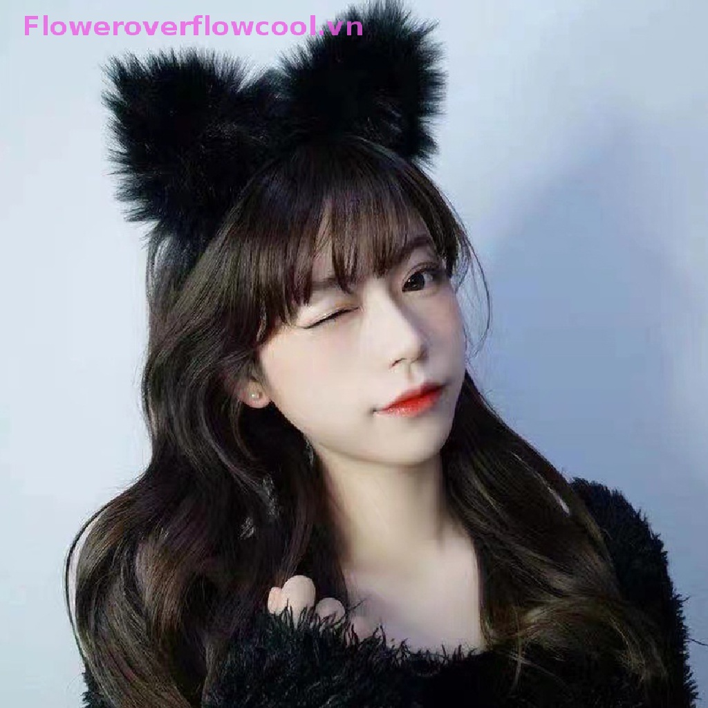 Cài Tóc Tai Mèo Phối Lông Dễ Thương Cho Nữ