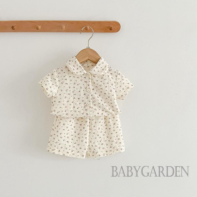 Set Áo Sơ Mi Ngắn Tay Cổ Bẻ + Quần Short Họa Tiết Hoa Thời Trang Mùa Hè Cho Bé 0-3 Tuổi