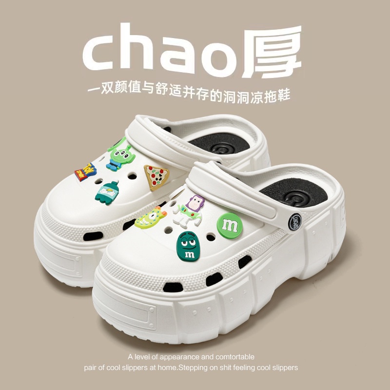 Dép cross bánh mì nữ sandal 7cm Đáy dày chống trượt chống nước Phim hoạt hình dễ thương