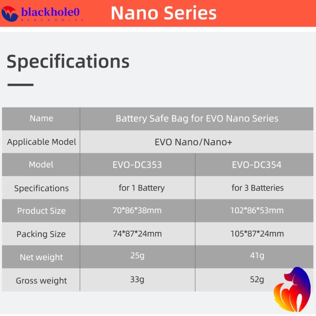 Túi Đựng Pin Chống Cháy Nổ Tương Thích Cho Daotong Evo Nano / lite Series