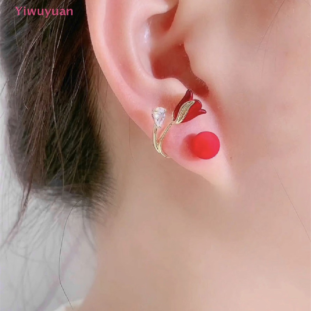 Bông Tai Hình Hoa Tulip Đính Ngọc Trai Nhân Tạo Phong Cách Hàn Quốc Thời Trang Cho Nữ