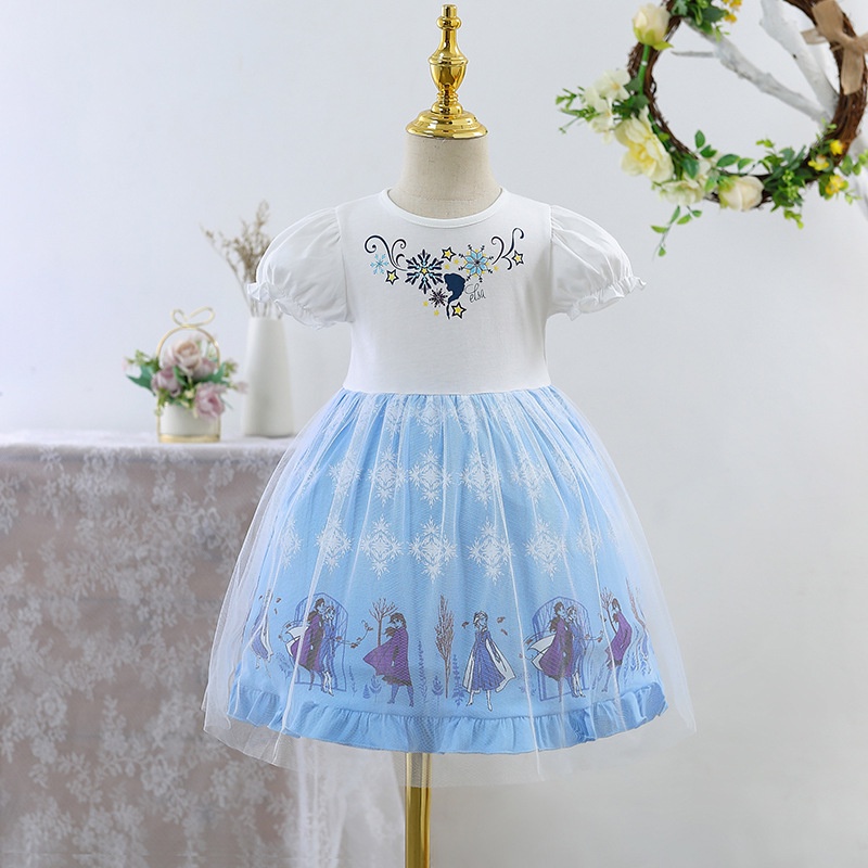 Đầm cotton Ngắn Tay In Hoạt Hình Nàng Tiên Cá Thời Trang Hè Xinh Xắn Dành Cho Bé Gái