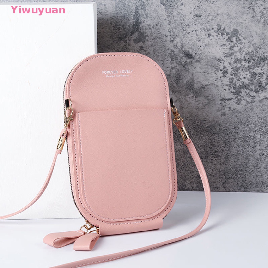 < Yiwuyuan > Túi Xách Da Đeo Vai Nhỏ Màu Trơn Thời Trang Có Thể Dùng Màn Hình Cảm Ứng Điện Thoại Di Động Cho Nữ Satchels Mới