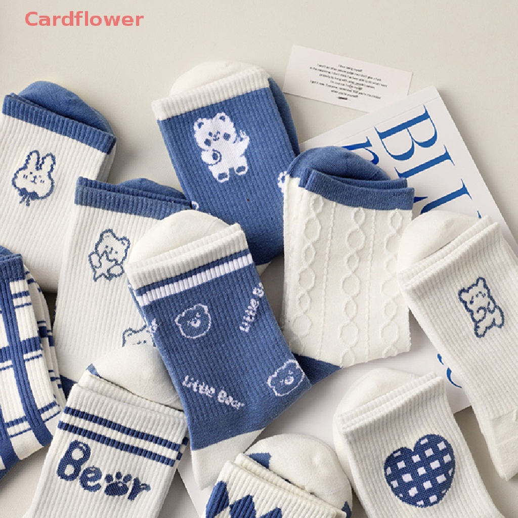 < Cardflower > Vớ Trượt Ván In Họa Tiết Sọc Caro / Gấu Hoạt Hình Vui Nhộn Phong Cách Harajuku Thời Trang Dành Cho Bạn Nữ Mới