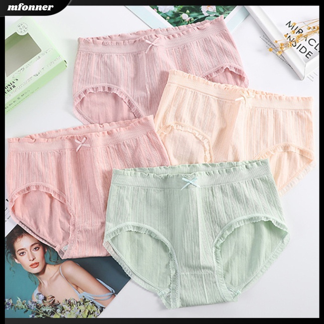 Set 4 Quần Lót Cotton Không Đường May Màu Sắc Thời Trang Cho Nữ