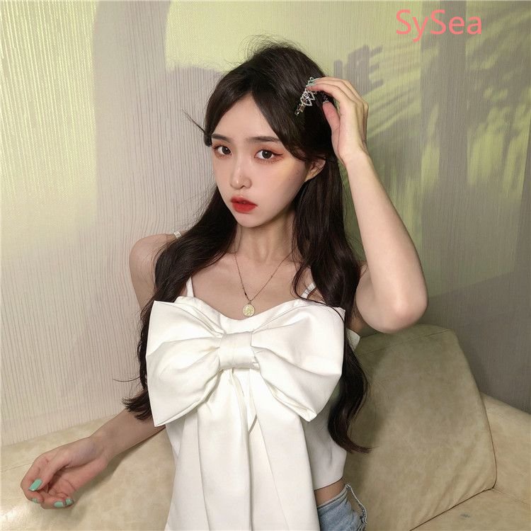 Áo Hai Dây Dệt Kim Đính Nơ Thời Trang Mùa Hè Hàn Quốc Cho Nữ