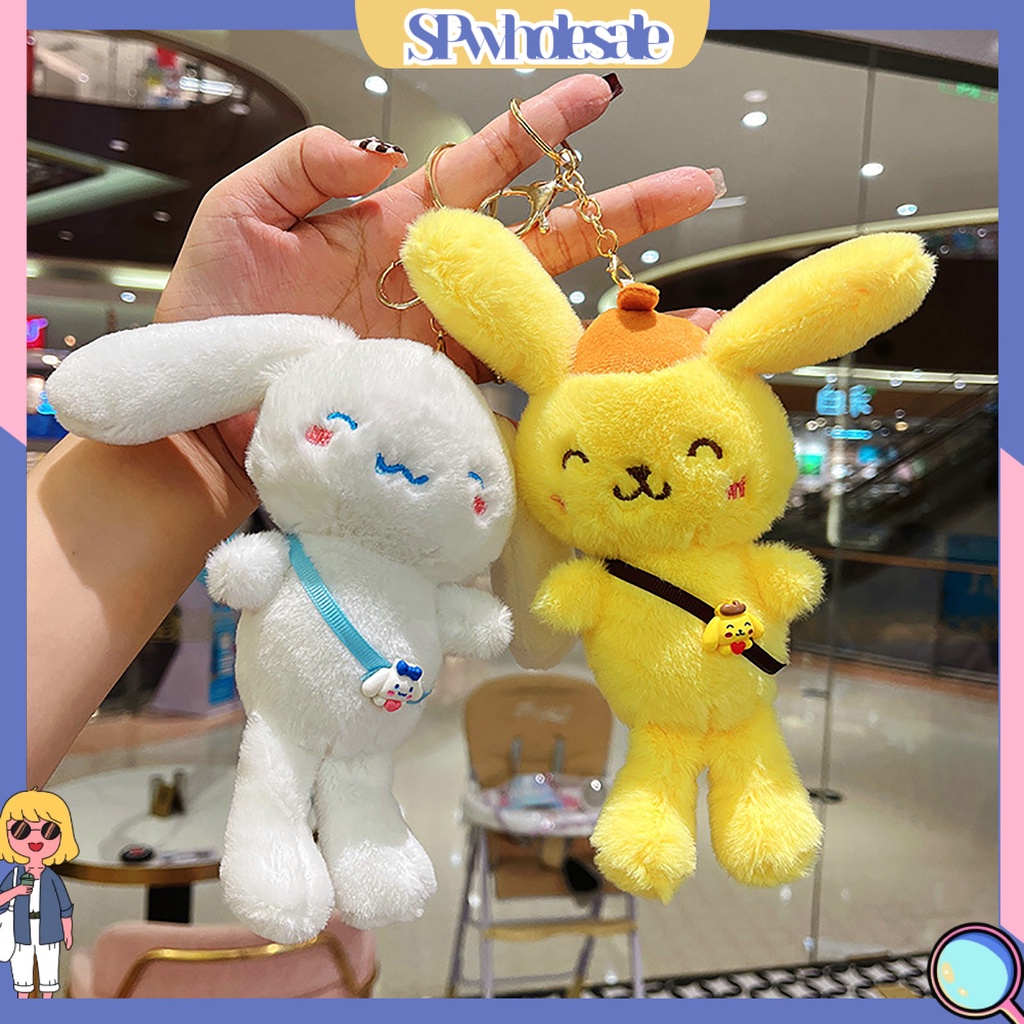 <SPwholesale> Móc Chìa Khóa Có Túi Đeo Chéo Hình Động Vật Hoạt Hình Tai Dài Thêu Trang Trí Ba Lô Quà Tặng Trang Trí Xe Hơi