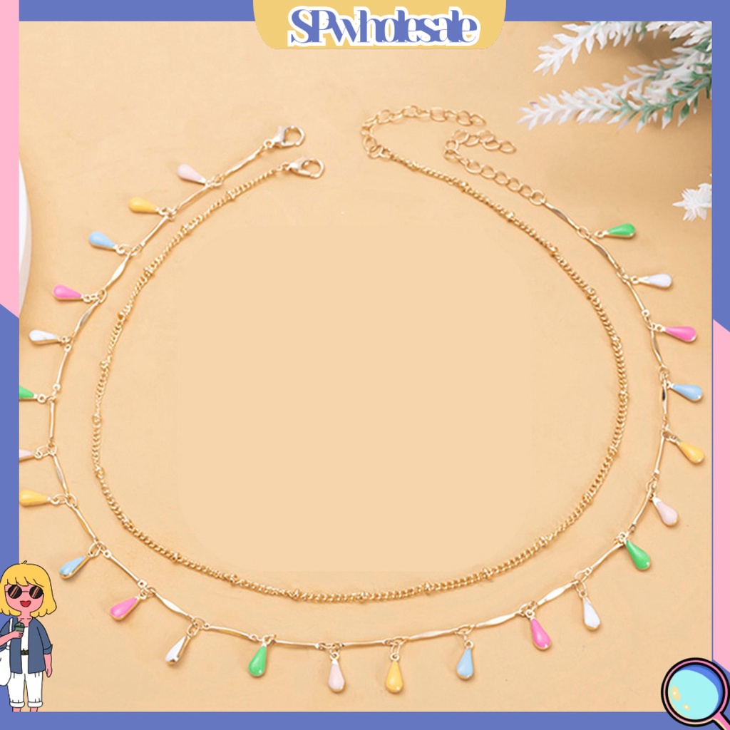 <SPwholesale> Set 2 Vòng cổ Hình Giọt Nước Nhiều Màu Sắc Giàu Có Kẹp Hình Dạng Tôm Hùm Trang Trí Di Động Dễ Phối Đồ Cho Nữ