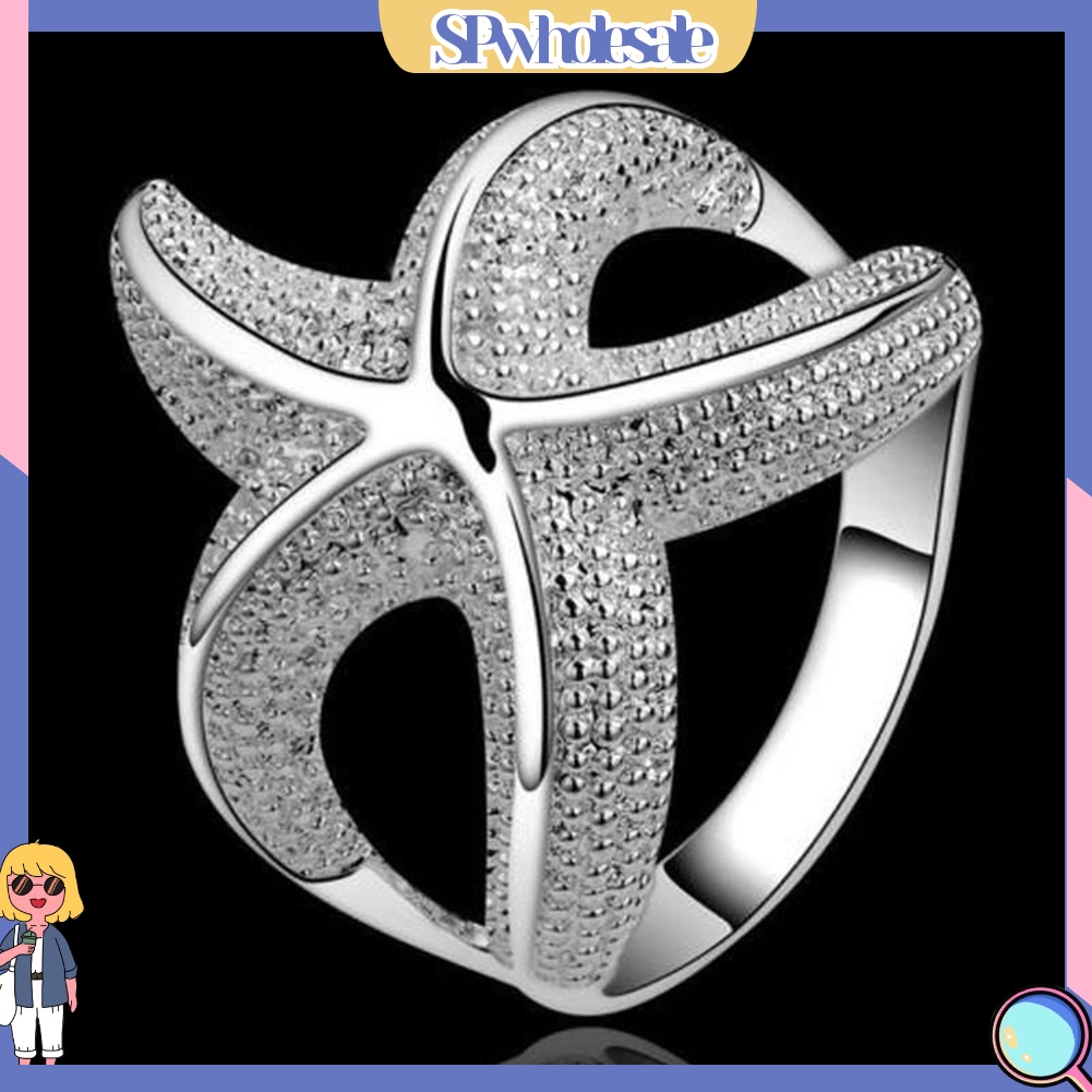 <SPwholesale> Nhẫn Mạ Bạc Hình Sao Biển Thời Trang Cho Nữ