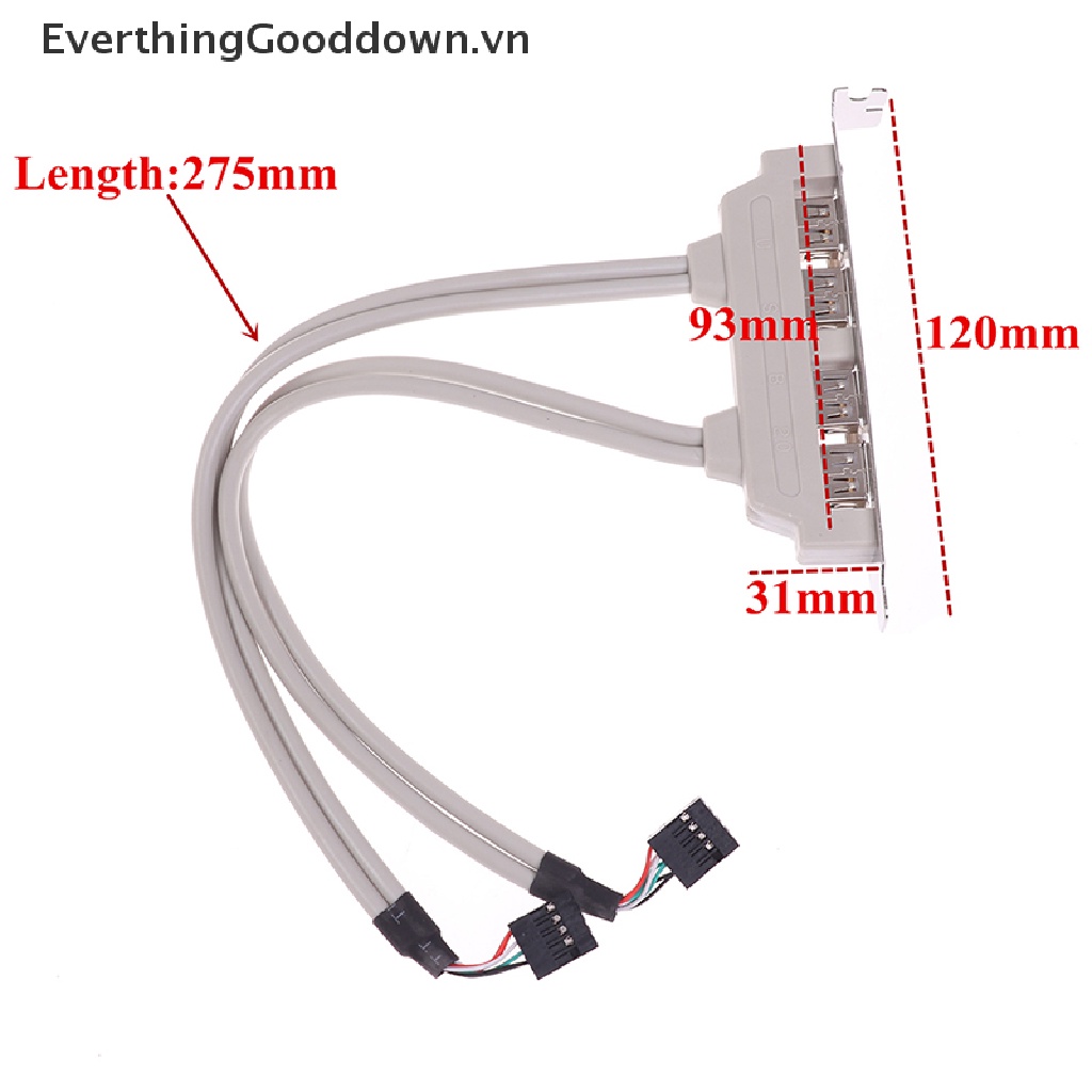 Everthingood Cáp Mở Rộng 4 Cổng USB 2.0 Sang 9 Pin Cho Bảng Điều Khiển PC vn