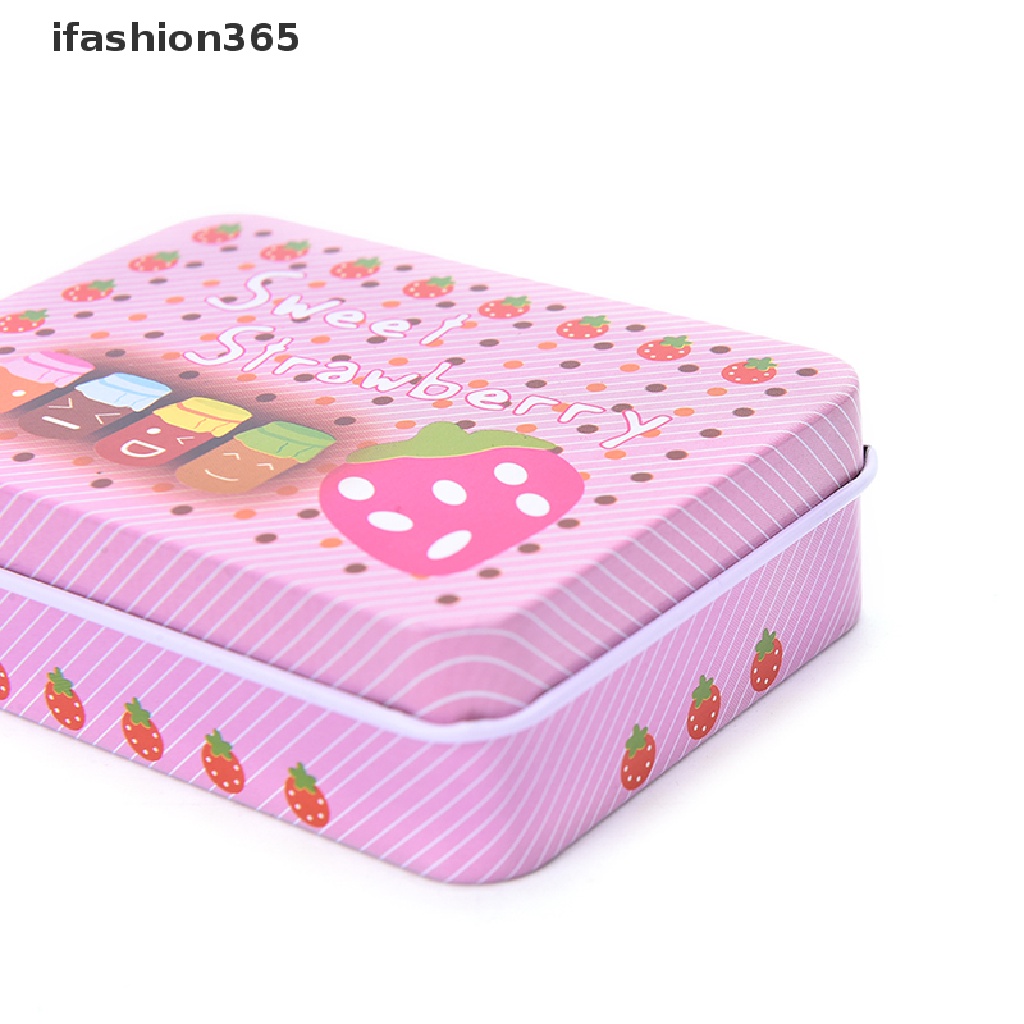 Hộp Thiếc Mini Hình Chữ Nhật In Họa Tiết Dễ Thương Đựng Đồ Thời Trang ifashion365