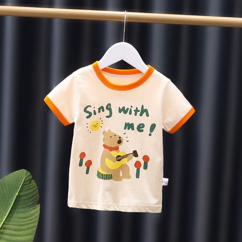 Áo Thun Tay Ngắn In Hình Gấu Dễ Thương Cho Bé