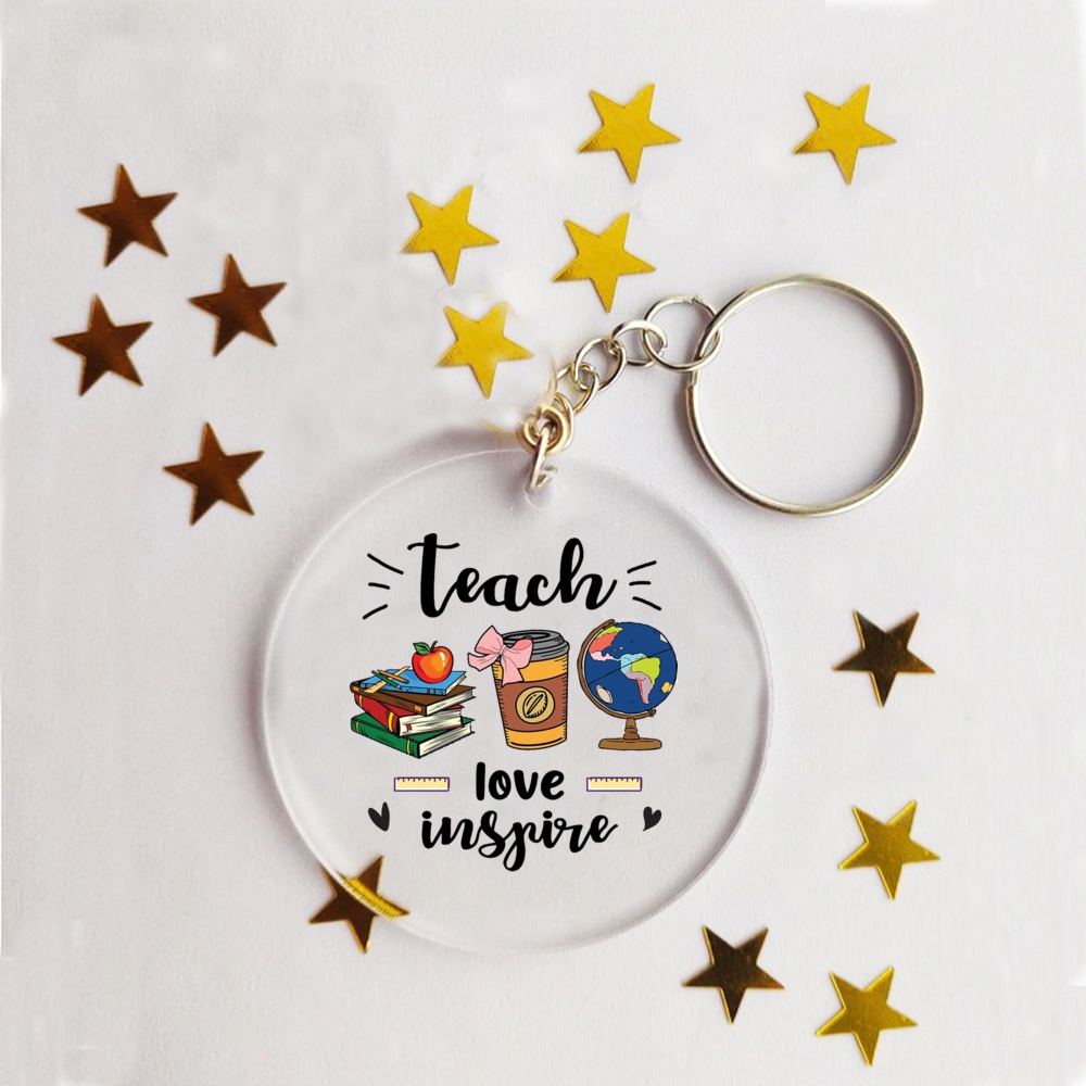 Móc Điện Thoại Bằng acrylic Có Dây Đeo In Chữ Teacher change the world